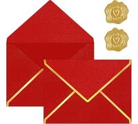 Enveloppe Cadeau 20 Pièces Enveloppes en Papier Kraft Les Cartes Cadeaux Enveloppe avec Bords dorés Enveloppes de Carte Postale Enveloppee de carton d’invitation Pour mariage fêtes cartes de vœux