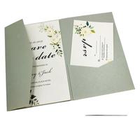 Enveloppe Carte d'invitation de mariage pliable découpée au Laser, 30 pièces, or, noir, rouge, argent, ivoire, enveloppe(Pearl dark gray,Blank set)