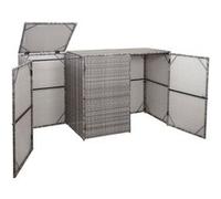 habillage pour 3 poubelles HWC-E25, abri pour poubelles, couverture pour poubelles, poly rotin 3x120l ~ gris