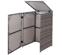 Habillage de poubelle HWC-E25, abri pour poubelle Couverture de poubelle, poly rotin 120l ~ gris