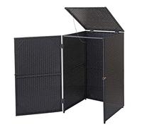Habillage de poubelle HWC-E25, abri pour poubelle Couverture de poubelle, poly rotin 120l ~ noir