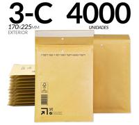 Enveloppes à bulles rembourrées - Enveloppe avec fenêtre - 4000 pièces - Dimensions 170 x 225 mm - Papier kraft - Film à bulles intérieur - Rabat autocollant