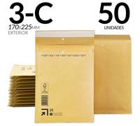 Enveloppes à bulles rembourrées - Enveloppe avec fenêtre - 50 pièces - 170 x 225 mm - Papier kraft - Rembourrage intérieur en film à bulles - Rabat autocollant