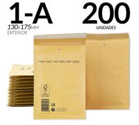 Enveloppes à bulles rembourrées - Enveloppes d'expédition - 200 pièces - Taille 1A, 130 x 175 mm - Papier kraft - Rembourrage intérieur en film à bulles - Rabat adhésif