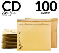 Enveloppes à bulles rembourrées - Format CD - 100 pièces - 200 x 175 mm - Papier kraft - Rembourrage absorbant les chocs - Expédition sécurisée