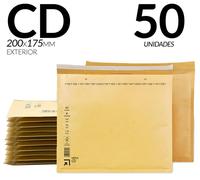 Enveloppes à bulles rembourrées - Format CD - 50 pièces - 200 x 175 mm - Papier kraft - Protection contre les chocs