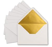 Enveloppes à lettre blanches DIN C5-157 x 225 mm avec doublure en soie dorée, sans fenêtre et fermeture adhésive de la marque Gustav Neuser 100 feuilles blanches - Seidenfutter Gold