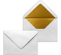 Enveloppes blanches - Couvertures de lettre Enveloppes de poste - Festive Post - Doublure en soie dorée - DIN B6 125 x 176 cm - Blanc
