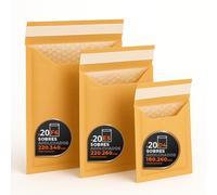 Enveloppes Bulles Expédition, Kraft, Blanc ou Mixte - Fermeture Auto - Pochettes Papier avec Protection Bulles, Pour Envois Sécurisés - Pack M - Ofituria (Kraft, 60 enveloppes)