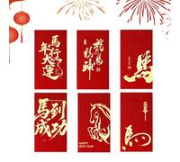 Enveloppes Chinoises pour Argent 6 Pièces Cheval Argent Sacs | Enveloppes de Nouvel An chinois géométrique et nuage porte-bonheur 2026 pour garçons, filles, adultes, amis