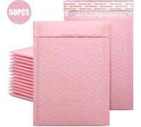 Enveloppes De Courrier Rembourrées À Bulles, En Poly, Pour Emballage De Cadeau, Sac Auto-Scellant, Noir, Violet Et Rose, 50 Pièces