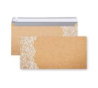 Enveloppes kraft vintage, lot de 25: enveloppe sans fenêtre brun blanc, invitations remerciements mariage, correspondance de Noël DL, papier épais élégant, 22 x 11 cm