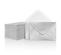 Enveloppes pour cartes-cadeaux - Lot de 100 mini enveloppes, enveloppes en papier pour cartes de visite, petites pochettes en vrac pour petites cartes de notes, argenté, 10,2 x 6,9 cm