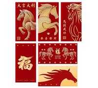 Enveloppes rouges chinoises 2026 - Calendrier traditionnel - Design bilingue - Décoration d'intérieur - Enveloppes rouges pour Nouvel An - Pour petite amie, , hommes, femmes