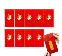 Enveloppes rouges décorations 3D pour l'année du cheval 2026 chinois | Lot de 10 enveloppes porte-bonheur pour fêtes de printemps, fêtes d'anniversaire, événements, mariages, fêtes