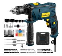 ENVENTOR Perceuse à Percussion Filaire 900W, Perceuse électrique avec 36 Accessoires, Fonction 2 en 1, 0-3000 tr/min, Poignée Rotative à 360°, mandrin de perçage 13 mm, pour Béton, Métal et Bois