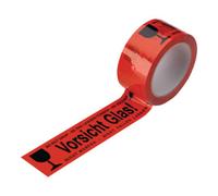 Enviro Pack Ruban adhésif d'avertissement PVC, attention! verre ! L. 66 m, l. 48 mm rouge Ro Quantité:1
