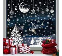 Enwokran 9 Noël Autocollants Fenetre Noël Stickers, 200Pcs Noël Autocollants Fenetre,Réutilisables Décoration DIY Fenêtres, Renne Flocons Neige Le Père Noël Nains Amovibles PVC Stickers