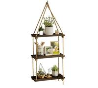 ENWWCH Étagères suspendues à 1 Niveau/2 Niveaux/3 Niveaux, étagères murales avec Cintre tissé, décoration Murale for Chambre Coucher, Salon pour Chambre(3 Tiers)