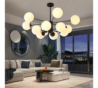 ENXING Lampe À Suspension E27 Moderne Décoration créative Salon Pendentif Lumière Fer forgé Pendante Lumière Boule De Verre Plafonnier Abat-Jour Blanc Bureau Cuisine Chambre À Manger bar Lustre