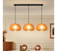 ENXING Lustre Créative Rétro Lampe Suspendue De Citrouille En Bois Restaurant De Style Japonais Hanging Lamp E27 Réglable En Hauteur Peut Être Utilisé Pour Chambre Salon Cuisine(A)