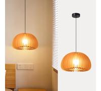ENXING Lustre Créative Rétro Lampe Suspendue De Citrouille En Bois Restaurant De Style Japonais Hanging Lamp E27 Réglable En Hauteur Peut Être Utilisé Pour Chambre Salon Cuisine(35cm)