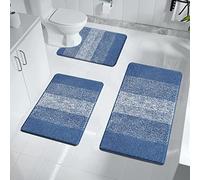 Enyhom Lot de 3 Tapis de Bain Absorbant, Tapis Salle de Bain Antidérapant en Microfibre, Lavable en Machine, Moelleux Ensemble Tapis de Douche, Extra Epais Tapis Toilette Wc Contour pour Salle de Bain