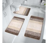 Enyhom Lot de 3 Tapis de Bain Antidérapant, Absorbant Tapis Salle de Bain et Tapis Toilette WC, Lavable en Machine, Séchage Rapide, Microfibre et Moelleux, Ensemble Tapis de Douche pour Salle de Bain