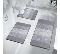 Enyhom Lot de 3 Tapis de Bain en Microfibre, Tapis Salle de Bain Absorbant l'eau, Extra Epais Tapis Toilette, Microfibre et Lavable en Machine, Antidérapant Ensemble Tapis de Douche pour Baignoire