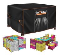 Enzeno Housse Salon de Jardin Exterieur,130x130x80cm Bache Table Exterieur | Housse Table de Jardin Avec Évent,420D Oxford Tissu,Coupe-Vent Imperméable Résistant au Froid,Plusieurs Tailles Disponibles