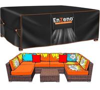Enzeno Housse Salon de Jardin Exterieur,270x180x94cm Bache Table Exterieur | Housse Table de Jardin Avec Évent,420D Oxford Tissu,Coupe-Vent Imperméable Résistant au Froid,Plusieurs Tailles Disponibles