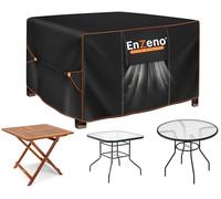 Enzeno Housse Salon de Jardin Exterieur,90x90x90cm Bache Table Exterieur | Housse Table de Jardin Avec Évent,420D Oxford Tissu,Coupe-Vent Imperméable Résistant au Froid,Plusieurs Tailles Disponibles