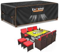 Enzeno Housse Table de Jardin,Bâche Protection Salon Extérieur,170x94x74cm | Housses pour Mobilier 420D Tissu Oxford Imperméable Anti-UV Coupe-vent Indéchirable avec Aérations et Boucles de Fixation