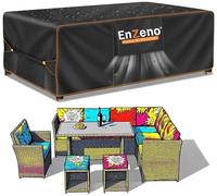 Enzeno Housse Table de Jardin,Bâche Protection Salon Extérieur,180x120x74cm | Housses pour Mobilier 420D Tissu Oxford Imperméable Anti-UV Coupe-vent Indéchirable avec Aérations et Boucles de Fixation