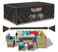 Enzeno Housse Table de Jardin,Bâche Protection Salon Extérieur,200x180x90cm | Housses pour Mobilier 420D Tissu Oxford Imperméable Anti-UV Coupe-vent Indéchirable avec Aérations et Boucles de Fixation