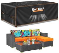 Enzeno Housse Table de Jardin,Bâche Protection Salon Extérieur,220x100x74cm | Housses pour Mobilier 420D Tissu Oxford Imperméable Anti-UV Coupe-vent Indéchirable avec Aérations et Boucles de Fixation