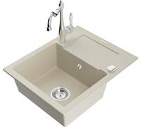 Enzo granit évier 1 avec égouttoir y compris mélangeur Carla, beige (6506-69-670700-00)
