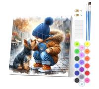 EOBROMD Chien Peinture Numero Adulte avec Cadre, Garçon Loisirs Créatifs Adultes, Kits de Peinture au Numéro Bricolage, Peinture de Dessin de Pigment Acrylique pour la Maison 30x30cm