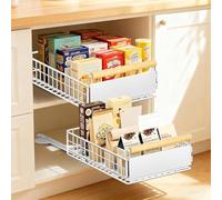 EOJDDPA Lot de 2 tiroirs extensibles pour cuisine, système de tiroir télescopique avec extension complète, jusqu'à 25 kg, organiseur de tiroir pour placards profonds, blanc, 39,5 x 23,5 x 11 cm