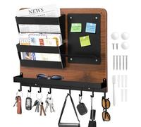 EOJDDPA Plaque à clés avec étagère et porte-lettres - Tableau à clés avec crochets, 8 porte-clés, étagère murale avec 2 boîtes aux lettres et tableau mémo, barre à clés pour couloir et connexion