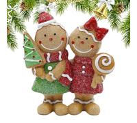 Eojpdji Figurine de Pain d'Épice | Couple de Personnages Hivernaux Pièce de Table | Décoration de Noël pour Bureau Table à Manger | Étagère Chambre Cheminée