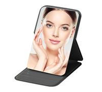 Eojpdji Miroir de voyage pliable - Haute résolution - Sans cadre - Accessoires de maquillage avec housse en cuir synthétique souple - Miroir cosmétique portable pour chambre à coucher