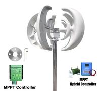Éolienne 3000W - Éolienne à axe vertical - Régulateur de charge hybride 12V - Faible niveau sonore - Adaptée pour les habitations et les systèmes de stockage d'énergie - Kit de montage