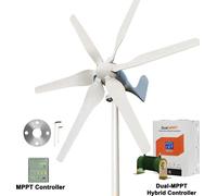 Éolienne 3000W - Générateur éolien hors réseau - Système électrique domestique 24V - Haut rendement - Régulateur de charge hybride - Sans pied de montage