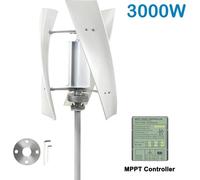 Éolienne 3000W - Système de générateur d'éolienne verticale - Système 12V - Régulateur de charge MPPT - Onduleur 220V - Fonctionnement silencieux