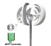 Éolienne 3000W - Turbine éolienne à axe vertical - Système 12V - Faible niveau sonore - Pour la production d'énergie domestique et le stockage - Livrée avec régulateur de charge