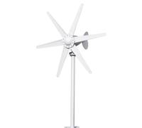 Éolienne 800 W - Générateur éolien 12 V/24 V - Turbine à 6 pales - Arbre en acier inoxydable - Kit sans socle de montage - Blanc
