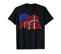 Éolienne avec Drapeau des États-Unis T-Shirt Graphique avec Valeur, Homme, Noir, M