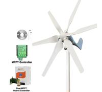 Éolienne de 3000W - Générateur éolien horizontal SP-3000 - 24V, hors réseau - 6 pales en nylon - Moteur à aimants permanents à courant alternatif - Régulateur de charge dual MPPT