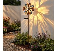 Éolienne Extérieure Lampe Solaire LED Crackle Boule Or Argent Pointe Jardin